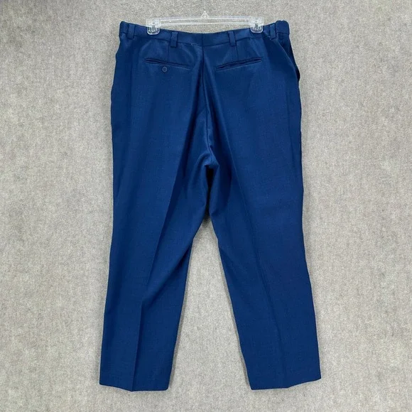 Falcone Mens Blue 2 Piece Suit Set Peak Lapel Blazer Jacket 52L Pants 40X28